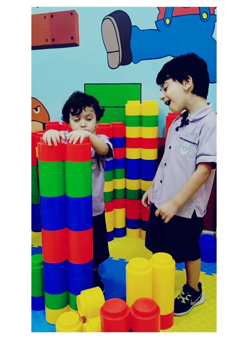 EMZJ Kids Round Block Plastic Toys Game Toys Super Brick Building Blocks for kids play KZ04006  120 PIECES  - Image 3