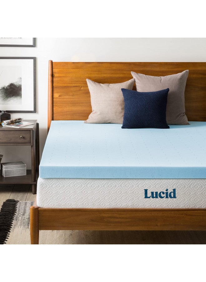 LUCID Lucid 3 Inch Gel Infused Memory Foam Mattress Topper California King Ventilated Design CertiPur Certified - Image 1