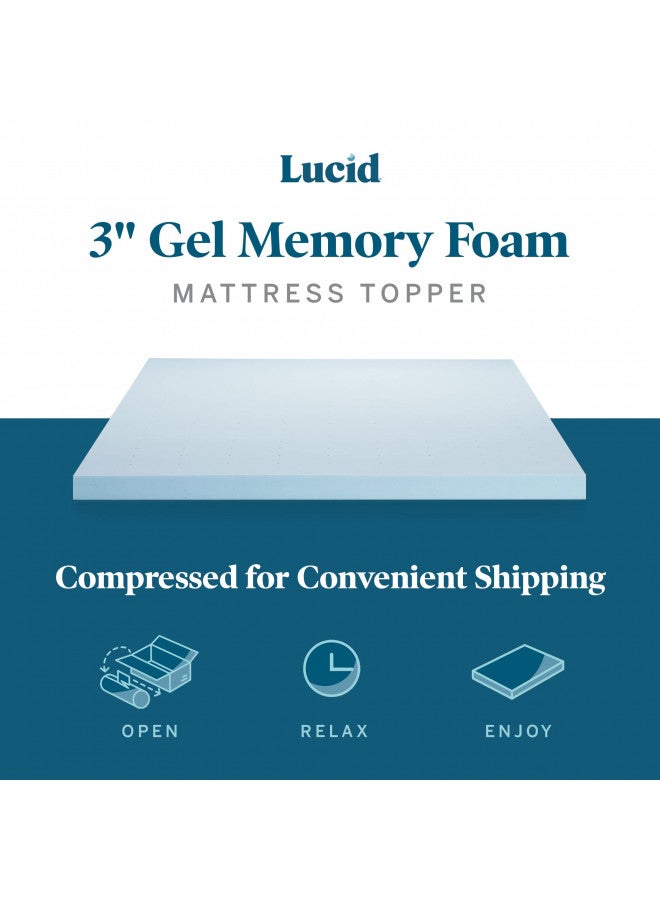 LUCID Lucid 3 Inch Gel Infused Memory Foam Mattress Topper California King Ventilated Design CertiPur Certified - Image 2