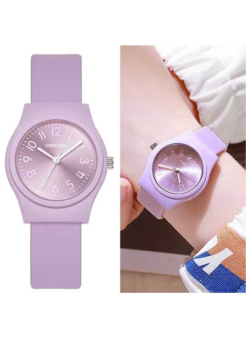 OURSTART Women's watch time easy to read dial jelly belt women's simulation round silicone wrist watch gift for friends and family  - Image 2