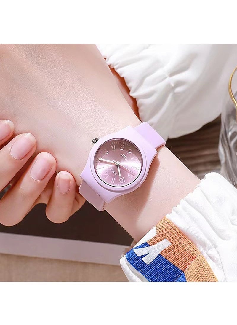 OURSTART Women's watch time easy to read dial jelly belt women's simulation round silicone wrist watch gift for friends and family  - Image 4