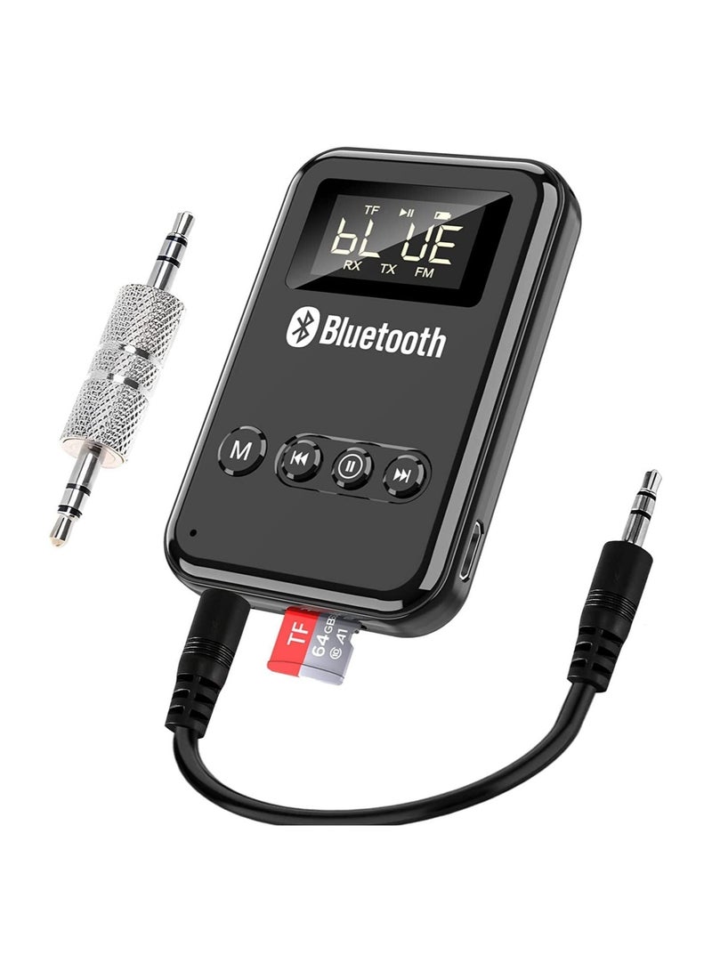 Captaintech Bluetooth Transmitter Bluetooth Receiver with LCD Screen, Audio V5.0 Bluetooth Adapter, for TV to Headphones, 4 in 1 Wireless AUX Adapter, for TV Car PC Home Theater Speakers MP3 Player - Image 1