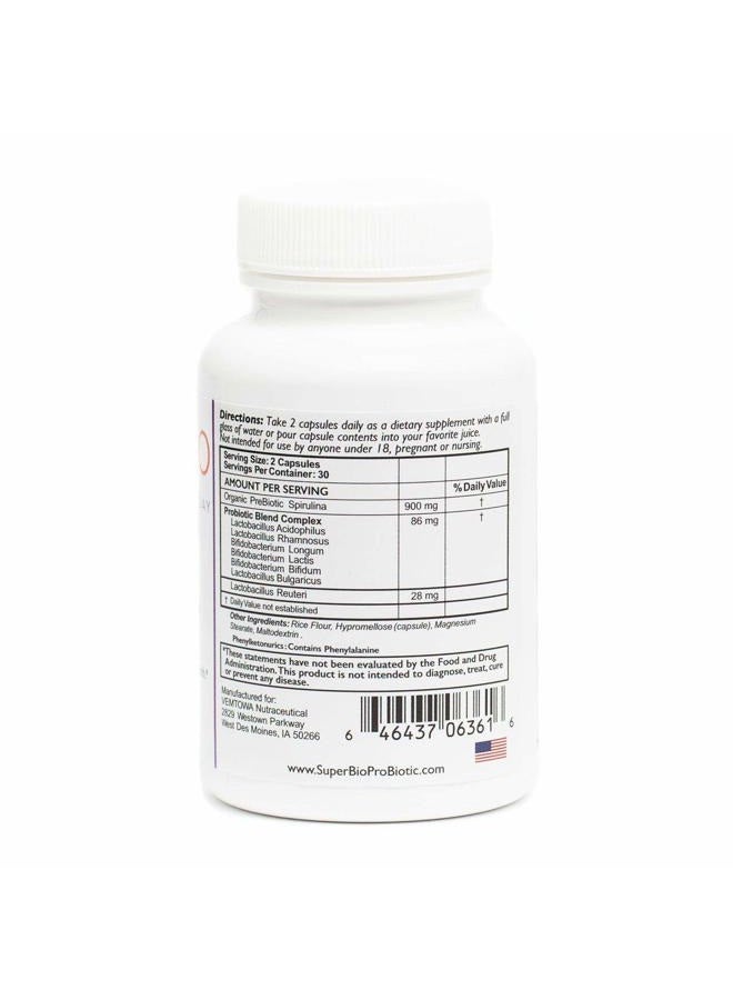 SuperBio probiotic with Organic spirulina, Designed to Nourish Beneficial Gut Bacteria and Support Digestive Balance. A Premium probiotic with prebiotic Support for Daily Wellness. - Image 2