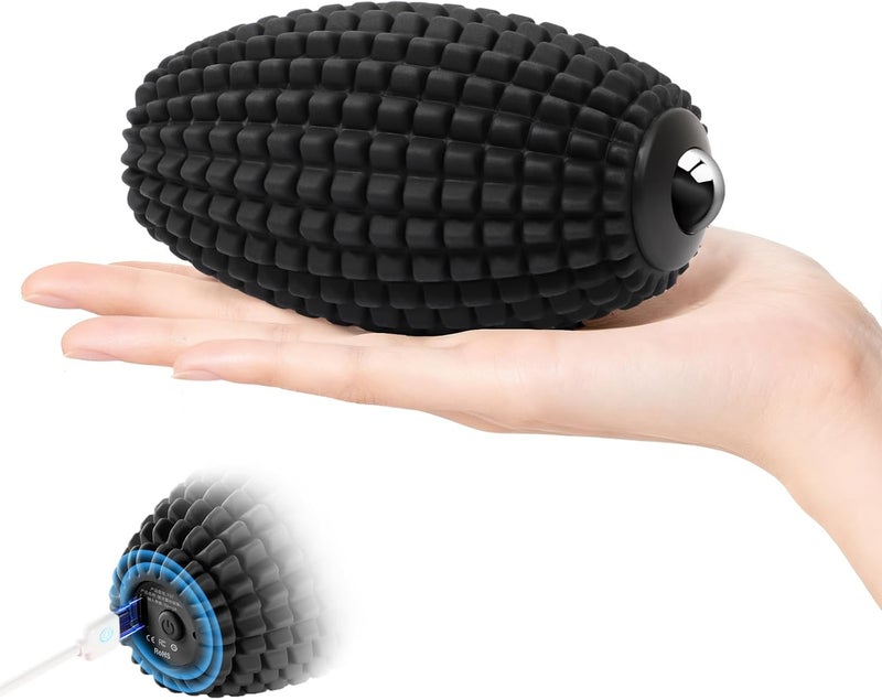 Bluejw Silicone Vibrating Massage Ball with Rolling Head, 3-Speed Myofascial Massage Roller for Plantar Fasciitis Relief, Hip & Psoas Release, Trigger Point Therapy for Neck, Back, Foot (Blue) - Image 1