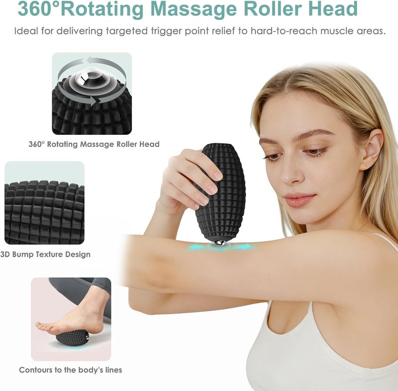 Bluejw Silicone Vibrating Massage Ball with Rolling Head, 3-Speed Myofascial Massage Roller for Plantar Fasciitis Relief, Hip & Psoas Release, Trigger Point Therapy for Neck, Back, Foot (Blue) - Image 4