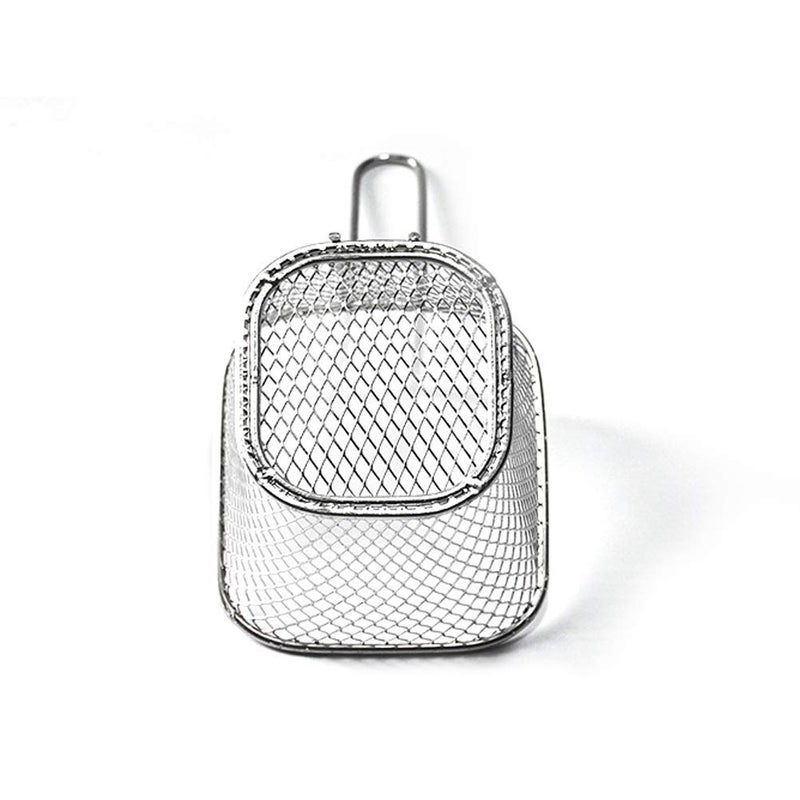 Odowalker 2 Pcs Mini Square Fry Baskets, 4.13Ã—3.3Ã—2.5inch Stainless Steel Fry Basket with Handle Steel French Fry Chip Basket French Fries Desk Food Presentation Mesh Basket Kitchen Cooking Tool - Image 4