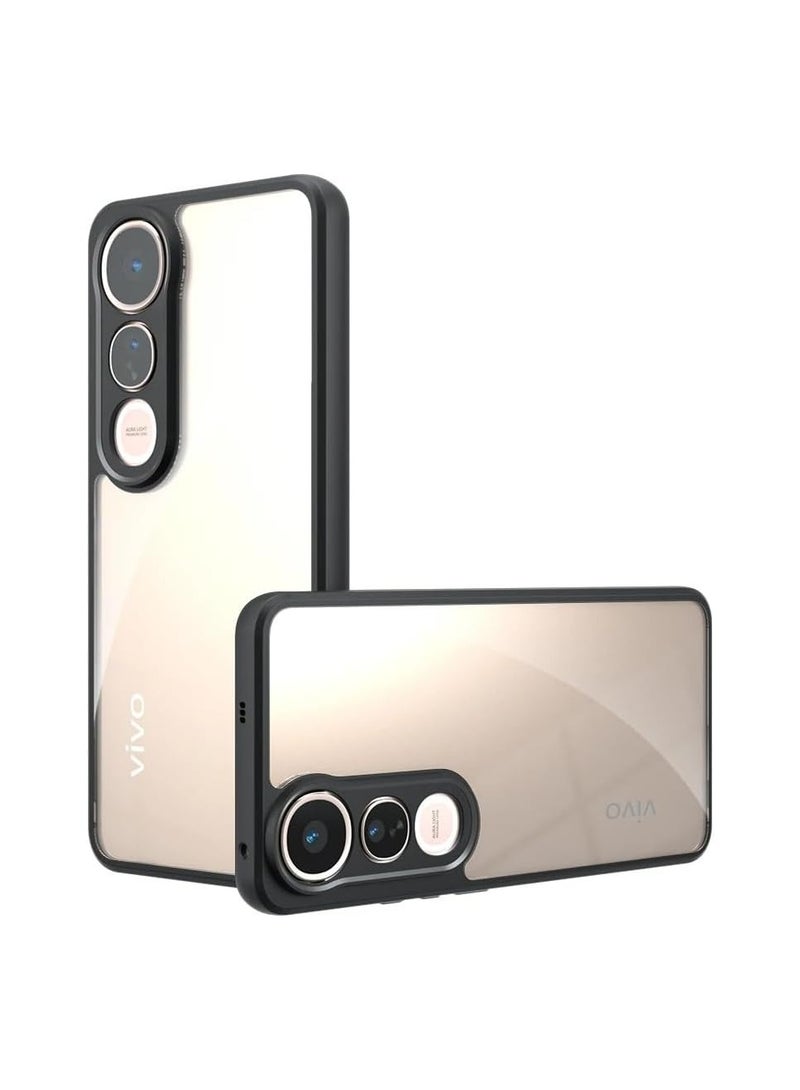 General Case Compatible VIVO V50 Lite 5G Case, Ultra-thin Ultra-light Flexible Silicone Frame + Transparent Acrylic Back Shell 