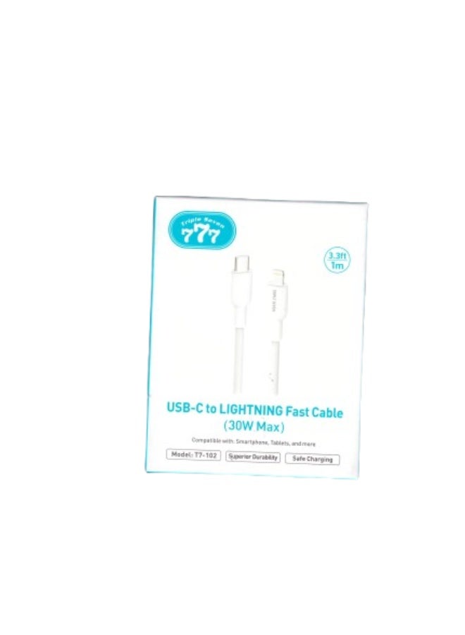 777 USB-C to Lightning Fast Charging Cable - 30W - 1 Meter - Image 2