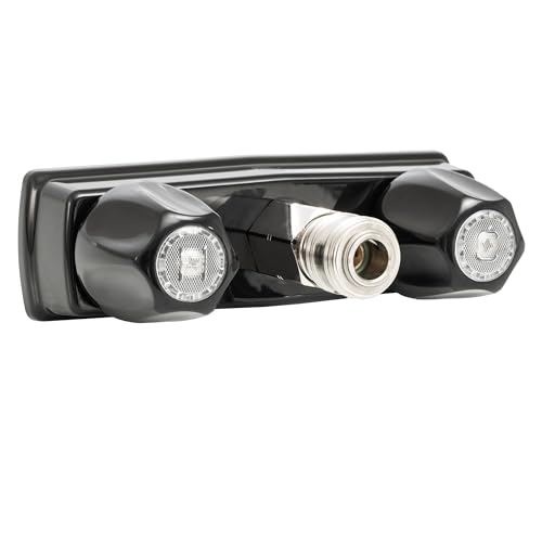 RecPro RV Exterior Faucet Hot/Cold | High Pressure Sprayer | Metal | Optional Flex Spout | RV Exterior Shower Faucet | RV Exterior Sprayer Faucet (No Flex Spout, Black) - Image 1