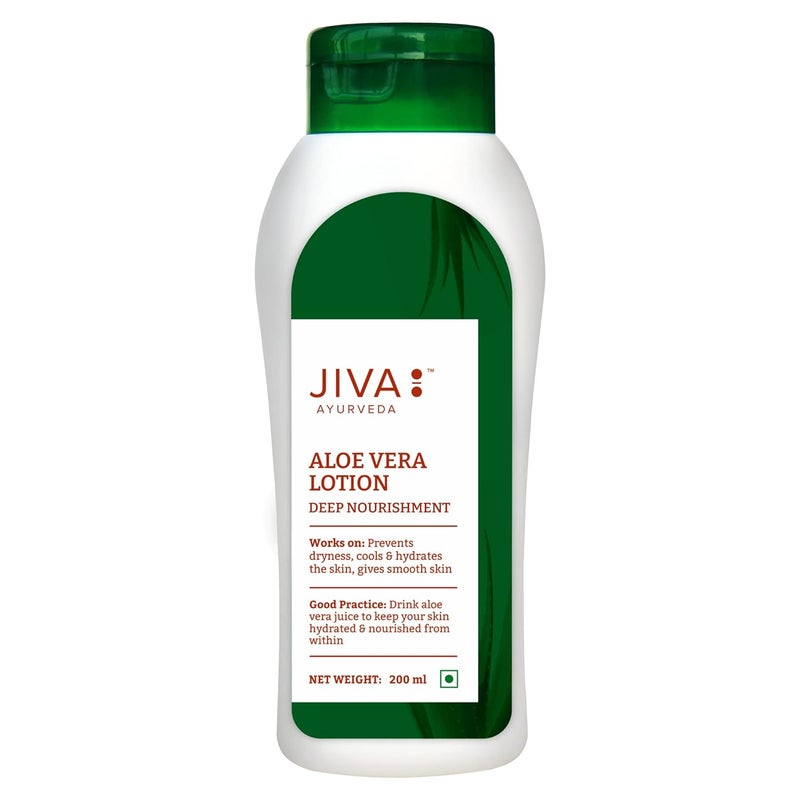 Jiva Aloe Vera Lotion 200ml 100 Pure Natural NonSticky Fast Absorbing Formula Provides 24H Deep Moisturization Prevents Dryness Keeps Refreshed Ideal For All Skin Types Pack of 2 - Image 2