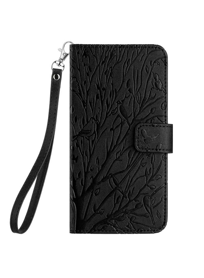 S-TOP Case For Samsung Galaxy A32 5G Tree Birds Embossed Pattern Leather Phone Case - Image 2
