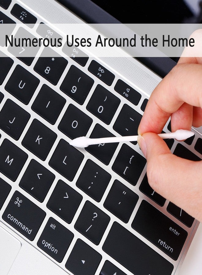 TecUnite تيك يونايت 600 قطعة من أعواد القطن، نصائح قطن مزدوجة الدقة مع عصا ورقية - Image 3