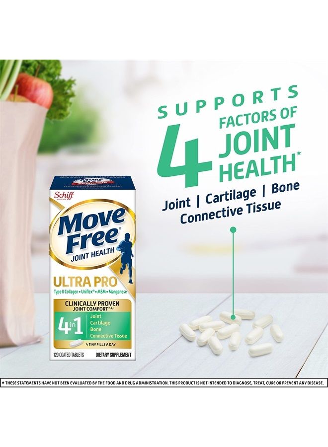 Move Free Ultra Pro مع دعم المفاصل الرباعي - الكولاجين من النوع 2 وميثيل سلفونيل ميثان وفروكتوبورات الكالسيوم والمنجنيز - يدعم غضروف المفاصل والنسيج الضام للعظام، 120 قرصًا (30 وجبة) - Image 5