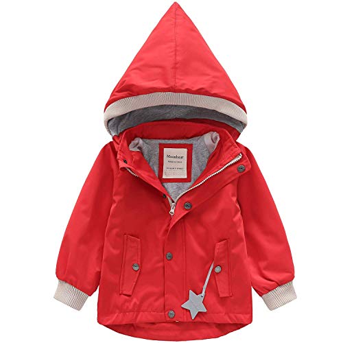 BINIDUCKLING Toddler Rain Coat for Girls Rain Jacket 4T Red - Image 1