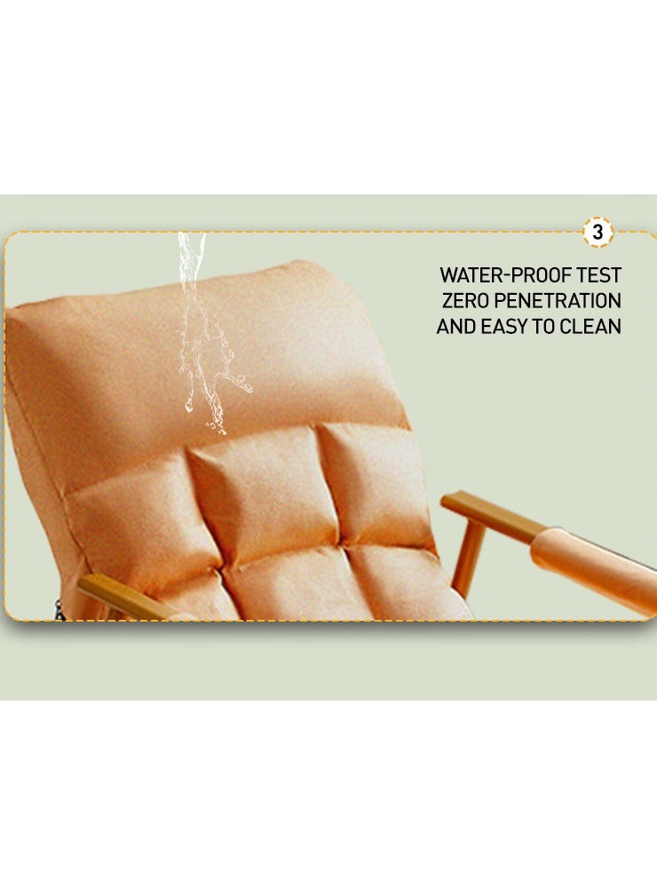 Modern Upholstered Rocking Chair,Patio Rocking Chair with Side Pockets,Lounge Chair for Balcony,Outdoor Rocking Chair with Armrests,Adjustable Backrest and Footrest,Detachable Cleaning - Image 5