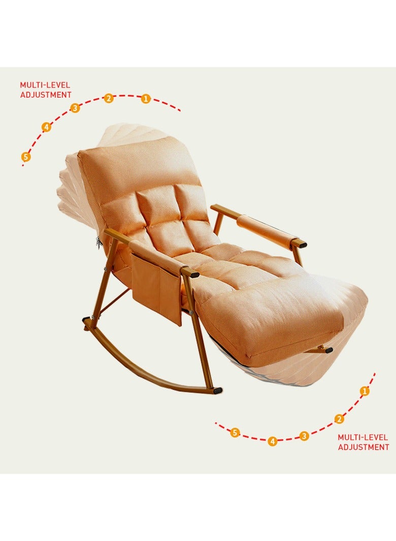 Modern Upholstered Rocking Chair,Patio Rocking Chair with Side Pockets,Lounge Chair for Balcony,Outdoor Rocking Chair with Armrests,Adjustable Backrest and Footrest,Detachable Cleaning - Image 2