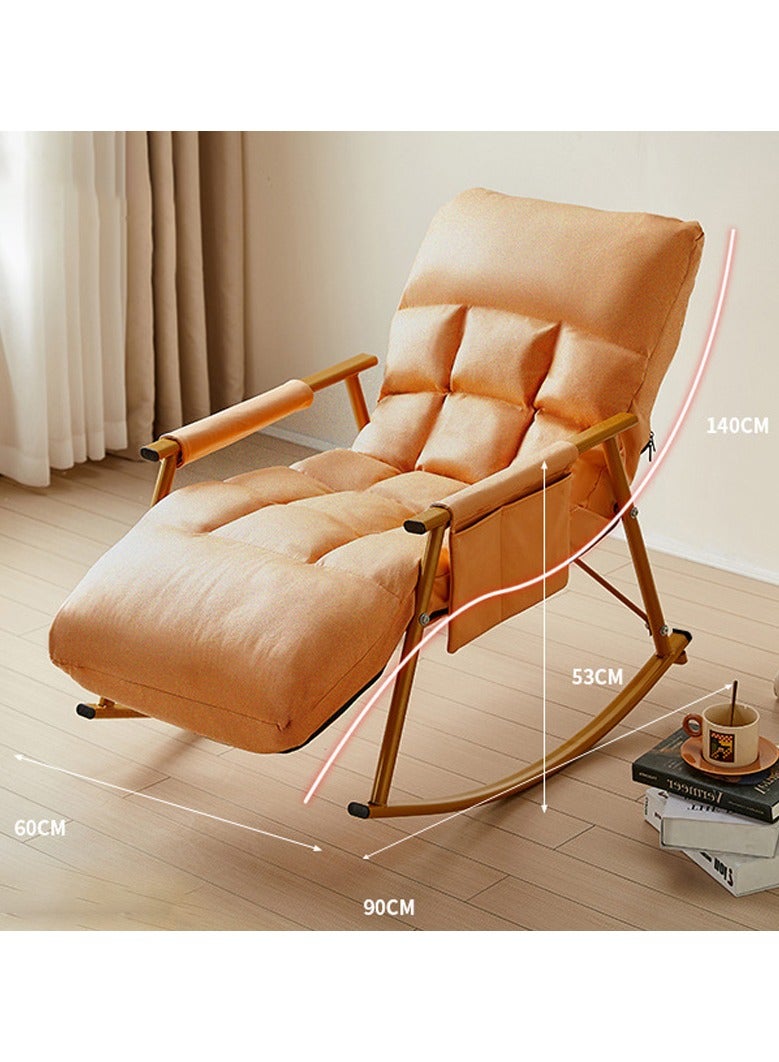 Modern Upholstered Rocking Chair,Patio Rocking Chair with Side Pockets,Lounge Chair for Balcony,Outdoor Rocking Chair with Armrests,Adjustable Backrest and Footrest,Detachable Cleaning - Image 1