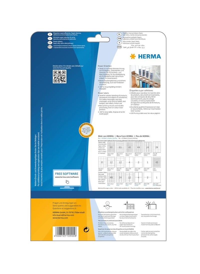 Herma Extra-Strong Adhesive Extreme Heavy Duty Labels, 189 Labels Per A4 Sheet, 4725 Labels For Printers, Small, 25.4 x 10 mm (10900), White  - Image 2