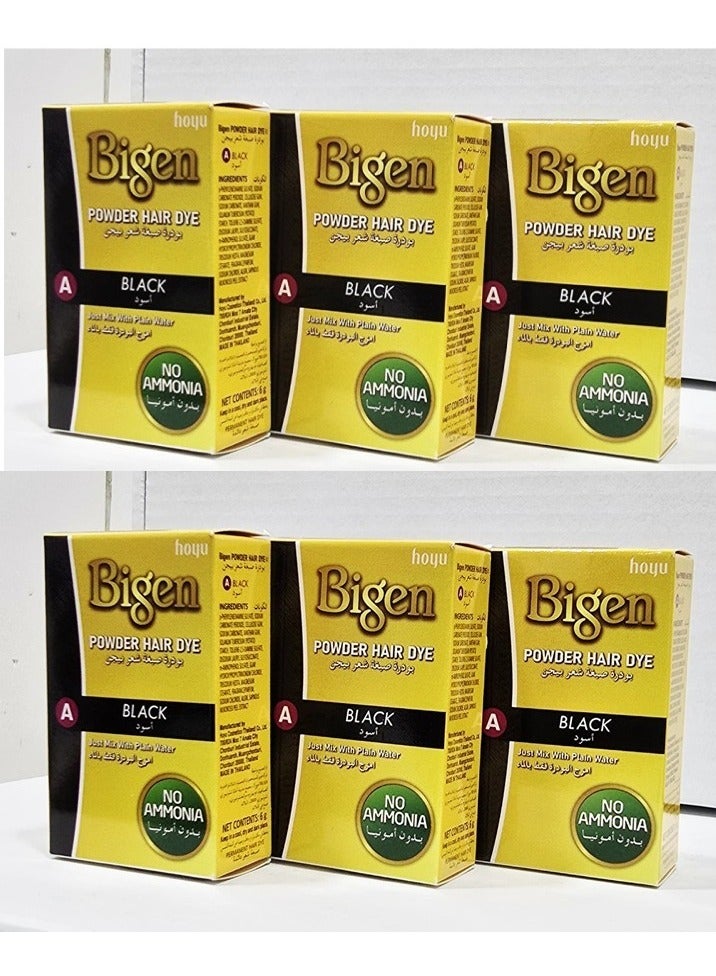 بايجن 6 قطع من صبغة الشعر البودرة بيجين A (أسود) - Image 1