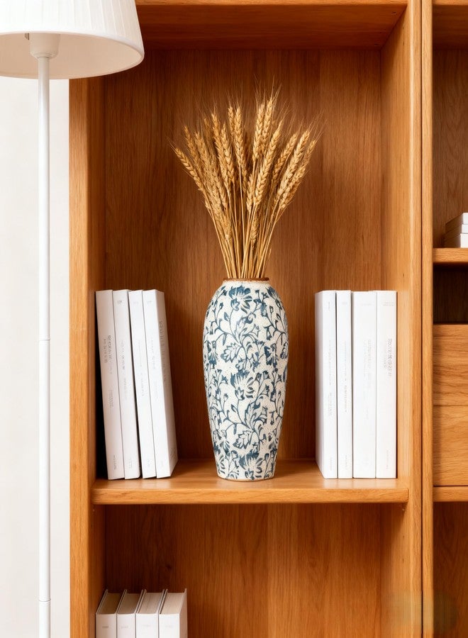 Arborus Ceramic Vase Decorative Flower Vase White and Blue Rustic Vases for Floral Farmhouse Home Kitchen Decoration - Image 4