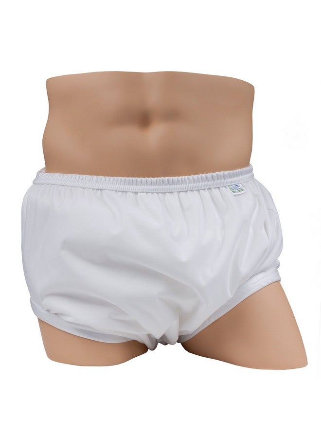 LeakMaster Adult PUL Waterproof Pants - Soft, Quiet, Breathable, Durable Adult Plastic Pants. Generous Cut/Fit for Use with Cloth Diapers - White, Large Best Fits 36-42 Inch Waist (1 Pack) - Image 1