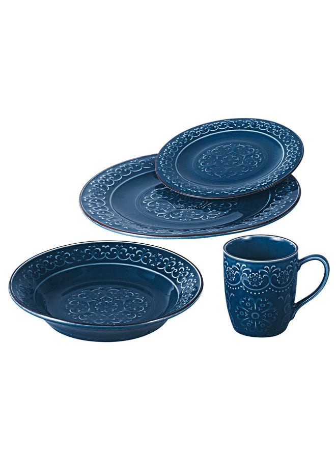 Trust 16-Piece Porcelain Dinnerware Set Dark Blue 