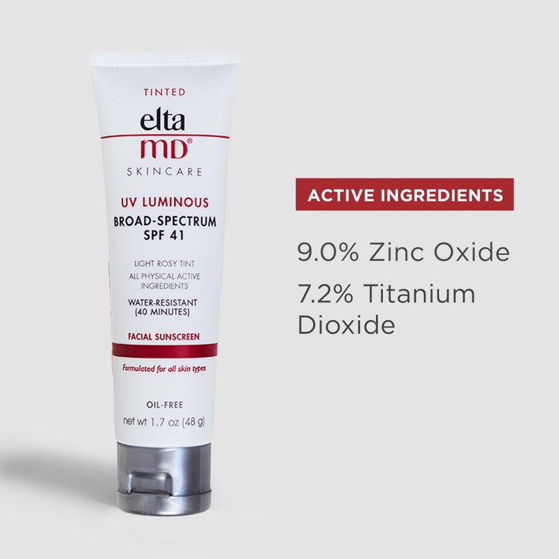 EltaMD UV Luminous Tinted Face Sunscreen and Primer, SPF 41 Rosy Tinted Mineral Sunscreen with Zinc Oxide, 1.7 oz Tube - Image 5