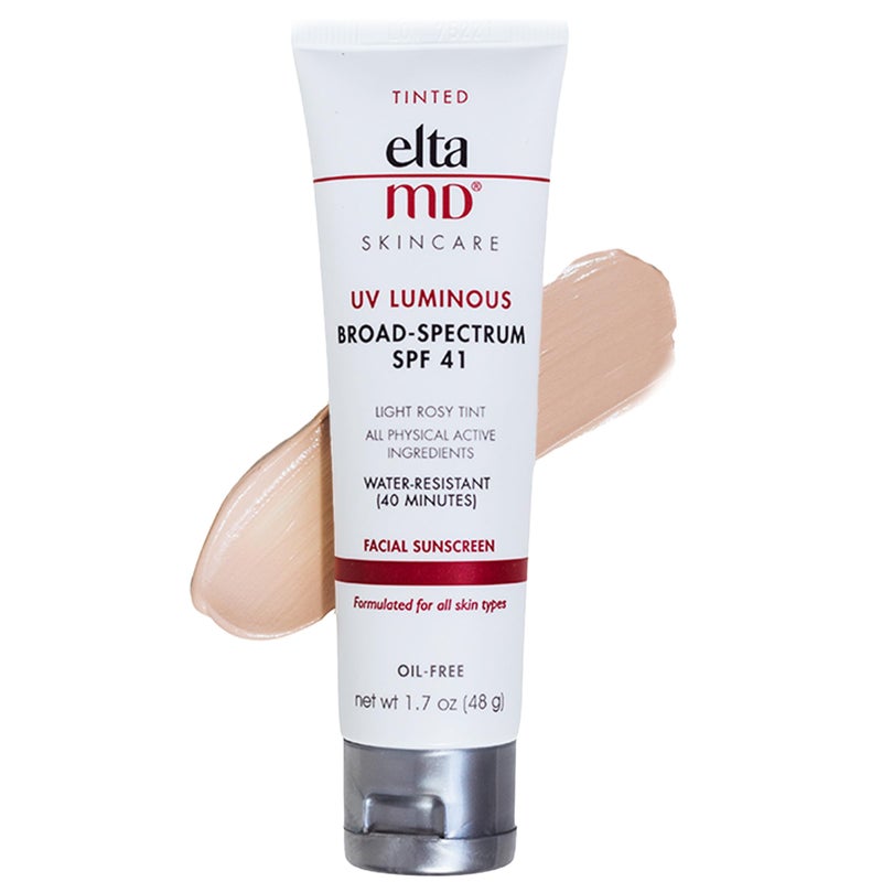 EltaMD UV Luminous Tinted Face Sunscreen and Primer, SPF 41 Rosy Tinted Mineral Sunscreen with Zinc Oxide, 1.7 oz Tube - Image 1