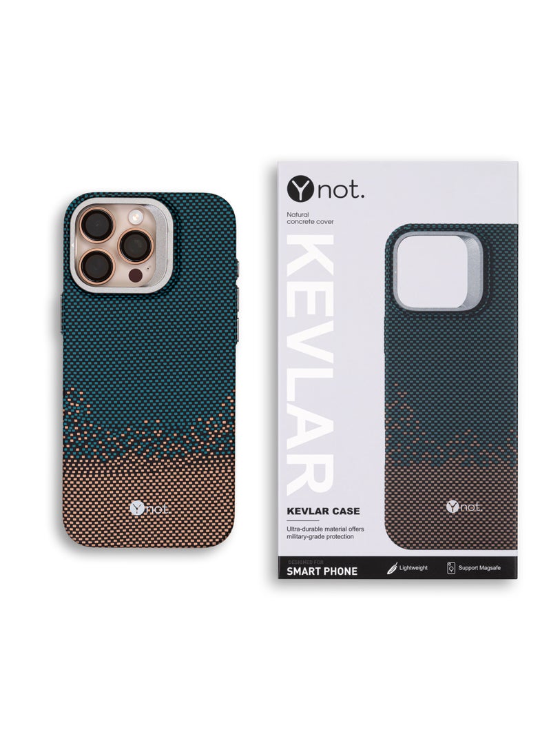 YNOT iPhone 15 Pro Kevlar Fiber Case with MagSafe and Stand - Green & Brown - Image 5