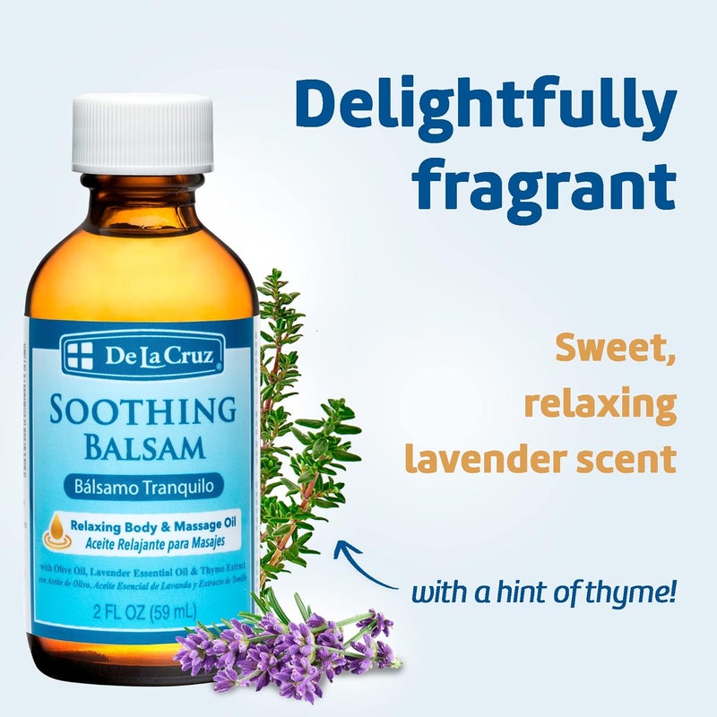 De La Cruz Soothing Balsam Massage Oil - Lavender & Thyme Extract - 2 FL OZ - Image 4