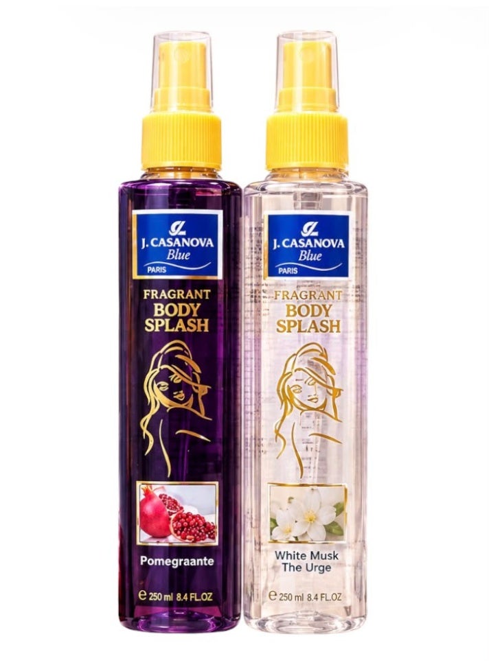 Casanova J. Casanova Blue Pomegranate & White Musk Body Splash Set – 2 Pieces (250 ml Each) - Image 2
