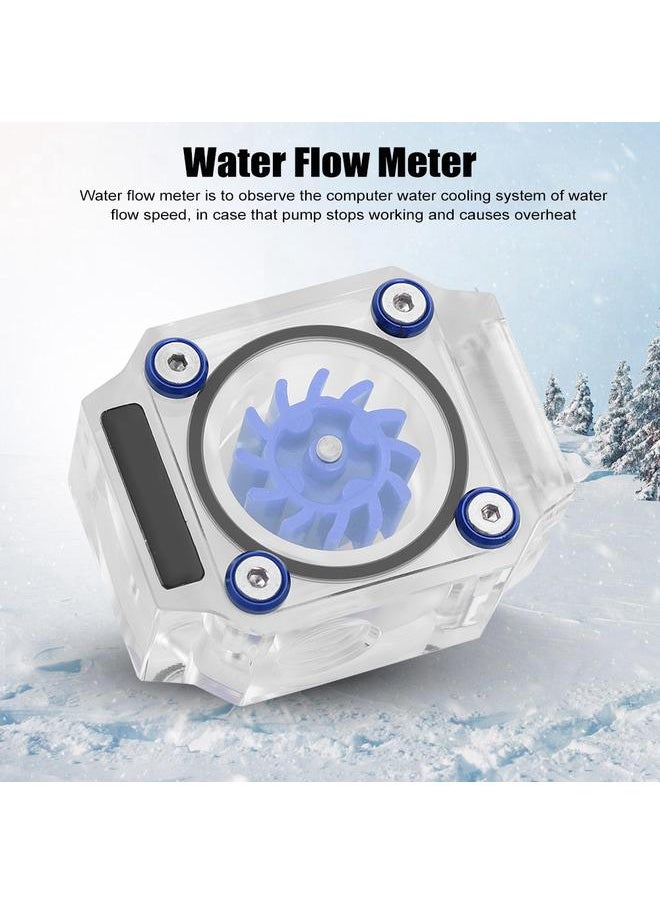 Thoraya G1/4" Thread Water Cooling Flow Meter Indicator for PC Water Cooling System Acrylic Blue  - Image 3