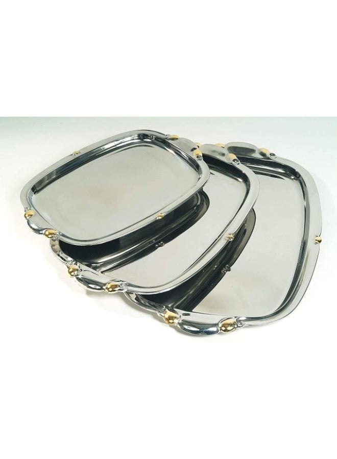 يونستيل طقم صوانى ميلانو 3 قطع ستانلس ستيل فضي - ذهبي من يونستيل - Image 1