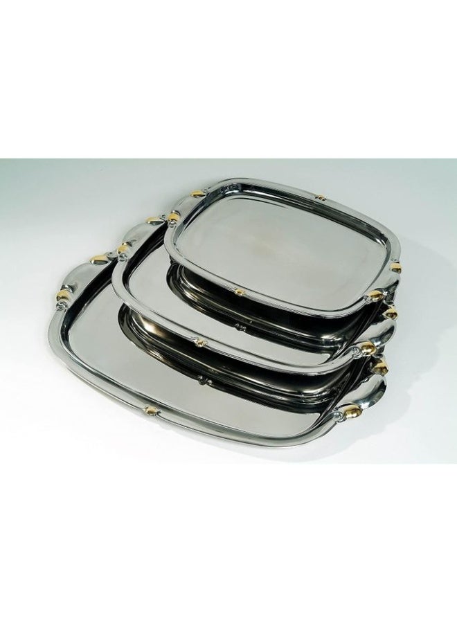 يونستيل طقم صوانى ميلانو 3 قطع ستانلس ستيل فضي - ذهبي من يونستيل - Image 2