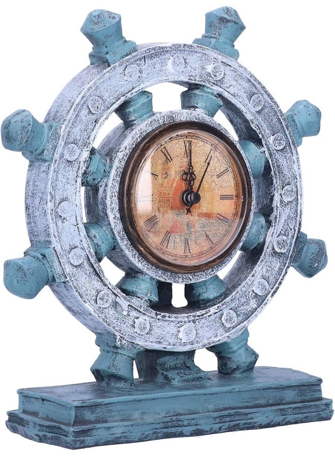 Rudder Clock Portable Artcrafts Resin Ornament Figurine Decor Hand‑made Ornament for Home Living Room Office G155-1 blue rudder - Image 3