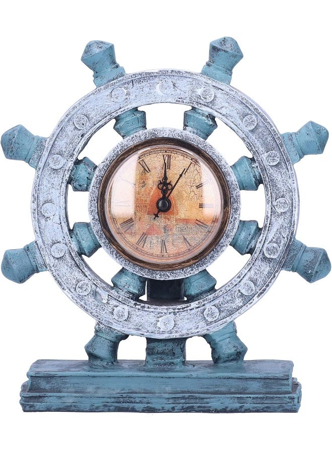 Rudder Clock Portable Artcrafts Resin Ornament Figurine Decor Hand‑made Ornament for Home Living Room Office G155-1 blue rudder - Image 4