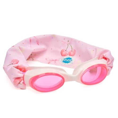 Splash Place KIDS SWIM GOGGLES with Fabric Strap CHERRY CHARMS TangleFree Swimming Goggles for Kids Comfy Fabric Strap Goggles - Image 1