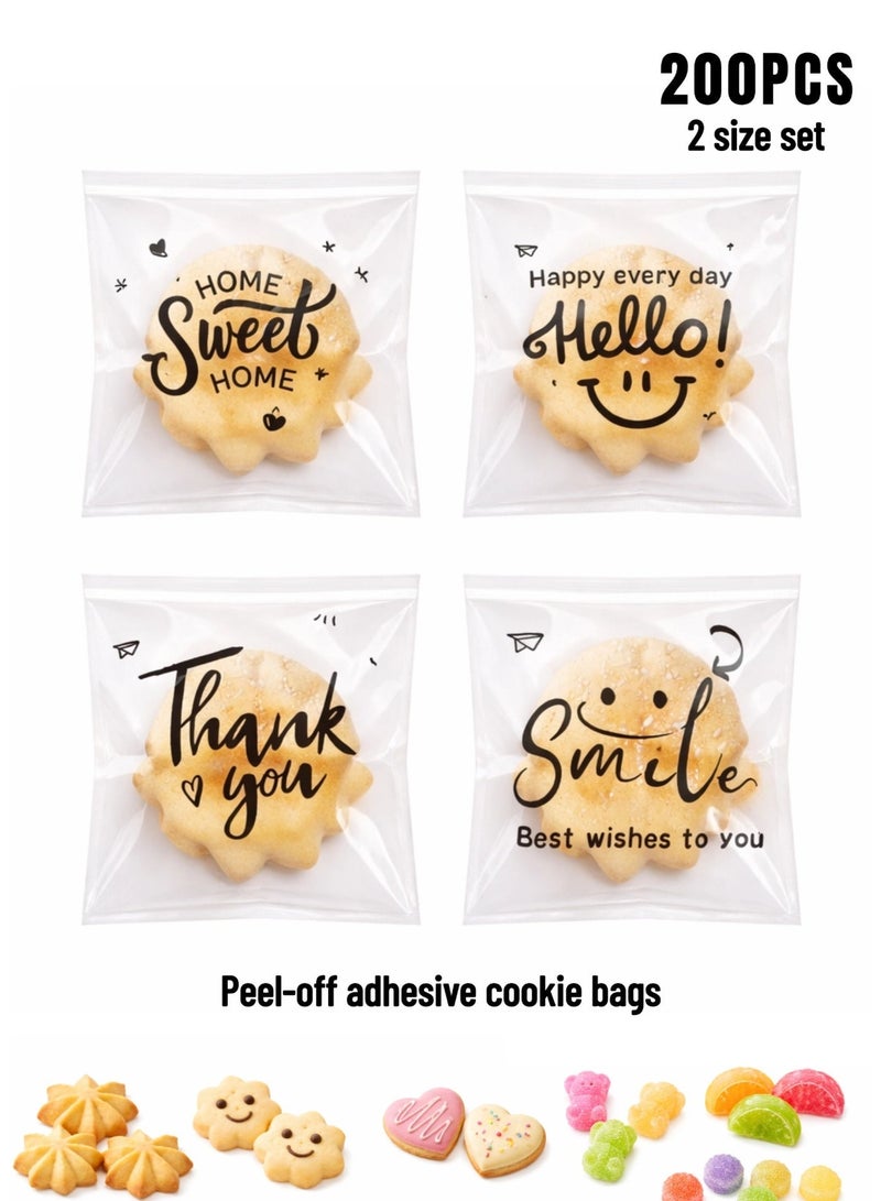 Cookie Bag, Small Plastic Packaging Bags for Food, Thickened material, Candy, Titchen, Baking Storage(Clear 200PCS) - Image 1