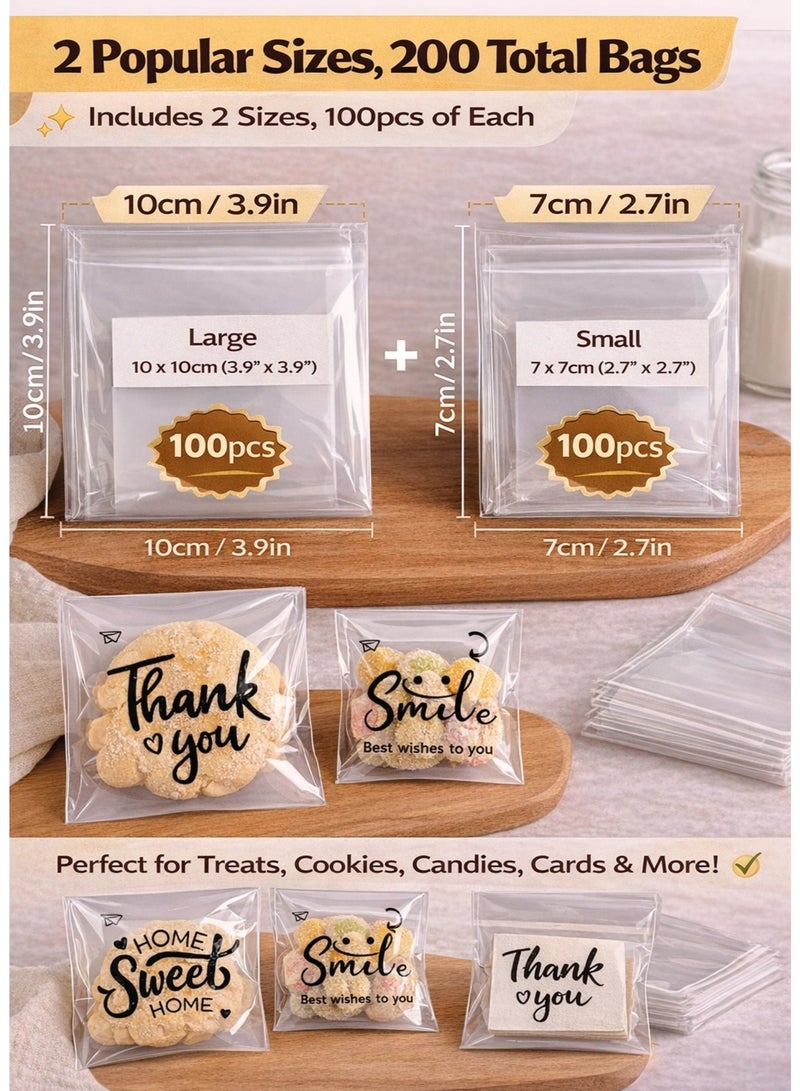 Cookie Bag, Small Plastic Packaging Bags for Food, Thickened material, Candy, Titchen, Baking Storage(Clear 200PCS) - Image 5