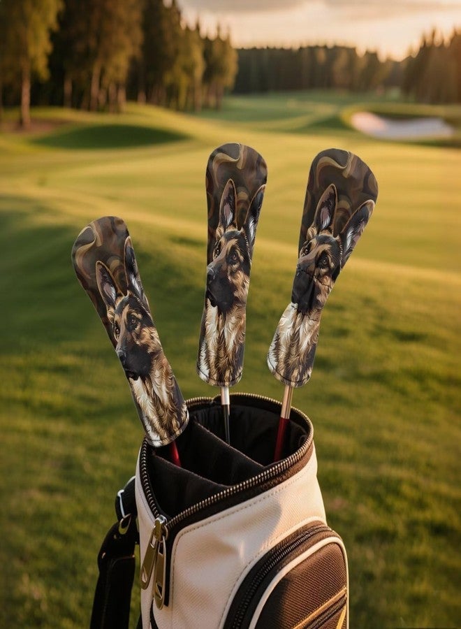 Howilath German Shepherd Golf Headcovers for Driver, Fairway Woods, Hybrid, PU Leather Club Protection Covers - Image 3