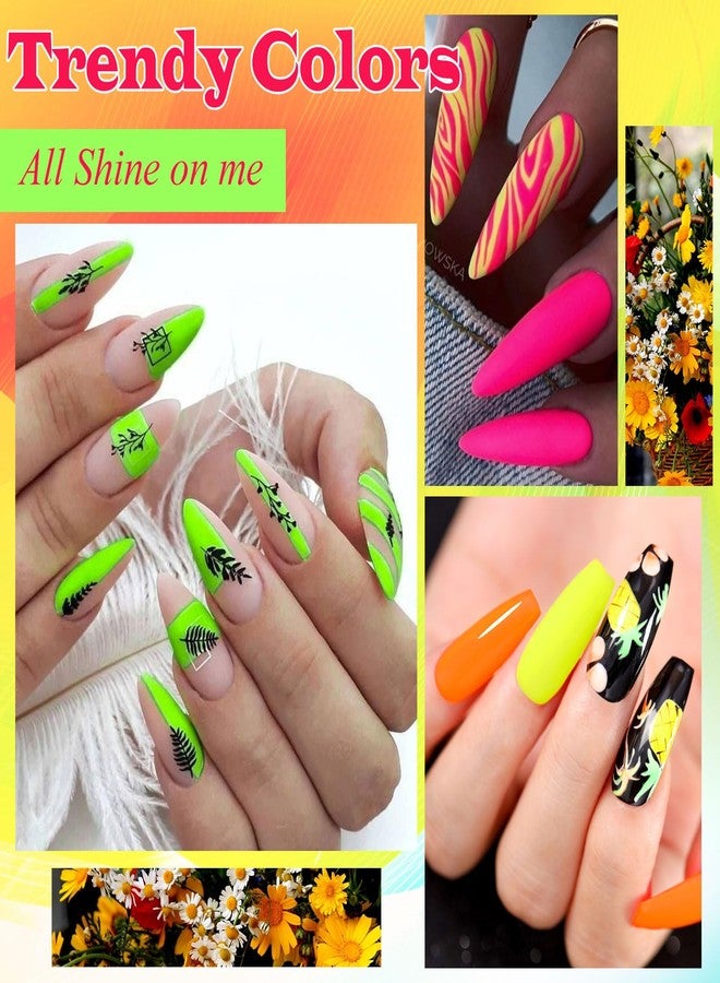 MSRUIOO 12 Colors Neon Gel Polish + Glow in The Dark Gel Nail Polish Hot Pink Green Blue Purple Neon Colors Nail Polish DIY Manicure Salon Gifts for Women Girls - Image 2