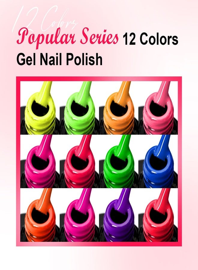 MSRUIOO 12 Colors Neon Gel Polish + Glow in The Dark Gel Nail Polish Hot Pink Green Blue Purple Neon Colors Nail Polish DIY Manicure Salon Gifts for Women Girls - Image 5