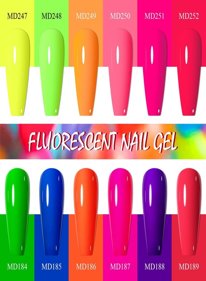 MSRUIOO 12 Colors Neon Gel Polish + Glow in The Dark Gel Nail Polish Hot Pink Green Blue Purple Neon Colors Nail Polish DIY Manicure Salon Gifts for Women Girls - Image 4
