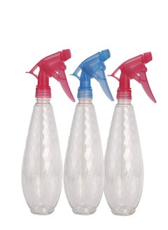 LAWAZIM Transparent Spray Kit - 500ml - Mix Color - 3 Piece | Plastic Spray Bottles, All-Purpose Red Spray Bottle for Hair, Cleaning Solutions, Plants, with Adjustable Nozzle (Mist & Stream)  - Image 1