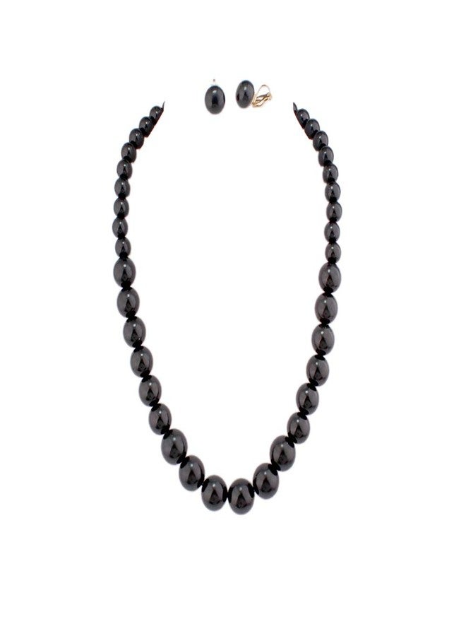 جريس جون طقم مجوهرات زفاف من جريس جون، يتضمن قلادة وأقراط بمشبك من اللؤلؤ الصناعي، قلادة تشوكر نسائية (أسود) - Image 1