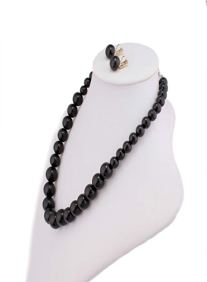 جريس جون طقم مجوهرات زفاف من جريس جون، يتضمن قلادة وأقراط بمشبك من اللؤلؤ الصناعي، قلادة تشوكر نسائية (أسود) - Image 2