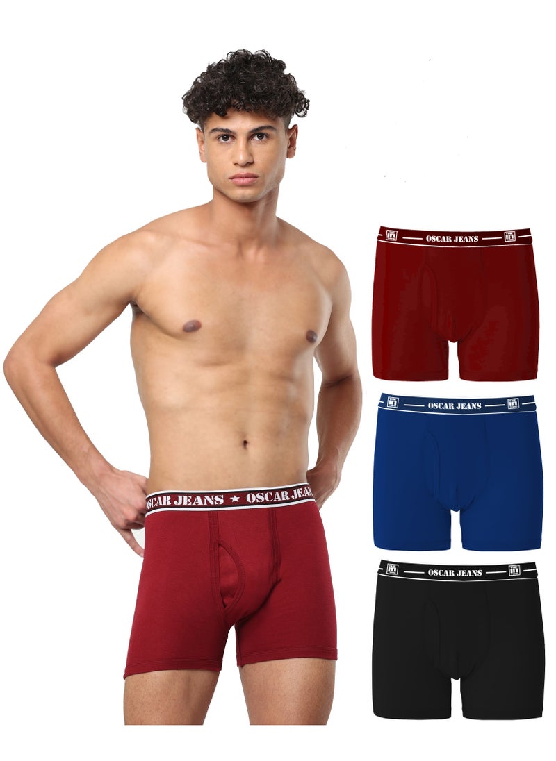 OSCAR JEANS 100% Cotton Premium Mens Boxer Underwear Organic Soft Breathable Antibacterial Pack of 3  - Image 1