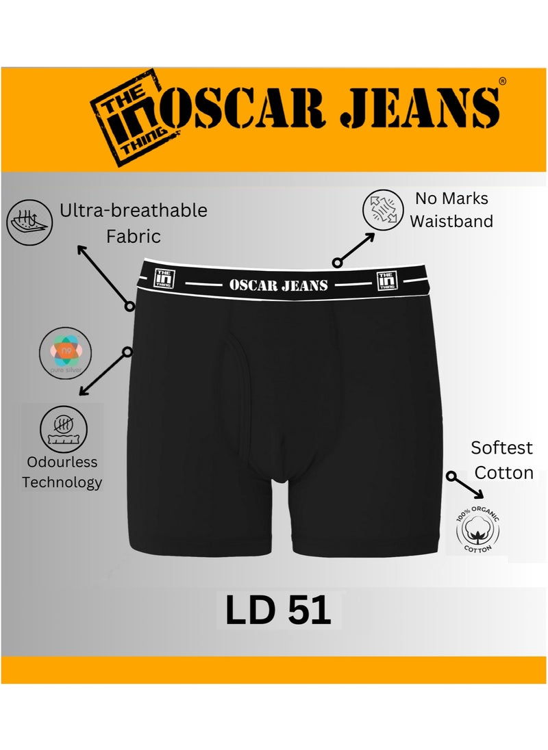OSCAR JEANS 100% Cotton Premium Mens Boxer Underwear Organic Soft Breathable Antibacterial Pack of 3  - Image 3
