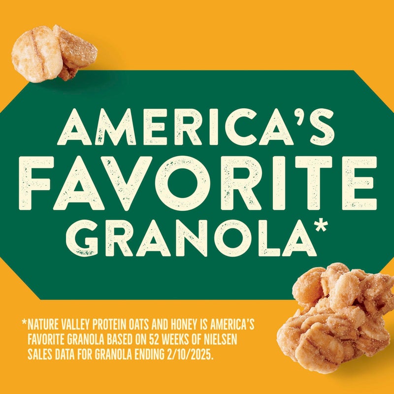 Nature Valley جرانولا بروتين ناتشر فالي، جرانولا الشوفان والعسل، كيس وجبات خفيفة قابل لإعادة الإغلاق، حجم عائلي، 17 أونصة - Image 3