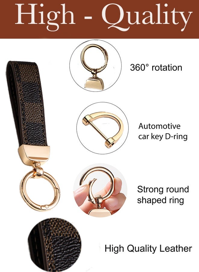 KeyAmor Dark brown keychain with elegant fluffy fur for women , A great option as a gift . Plaid leather and golden metal keychain includes matching accessories - Image 3